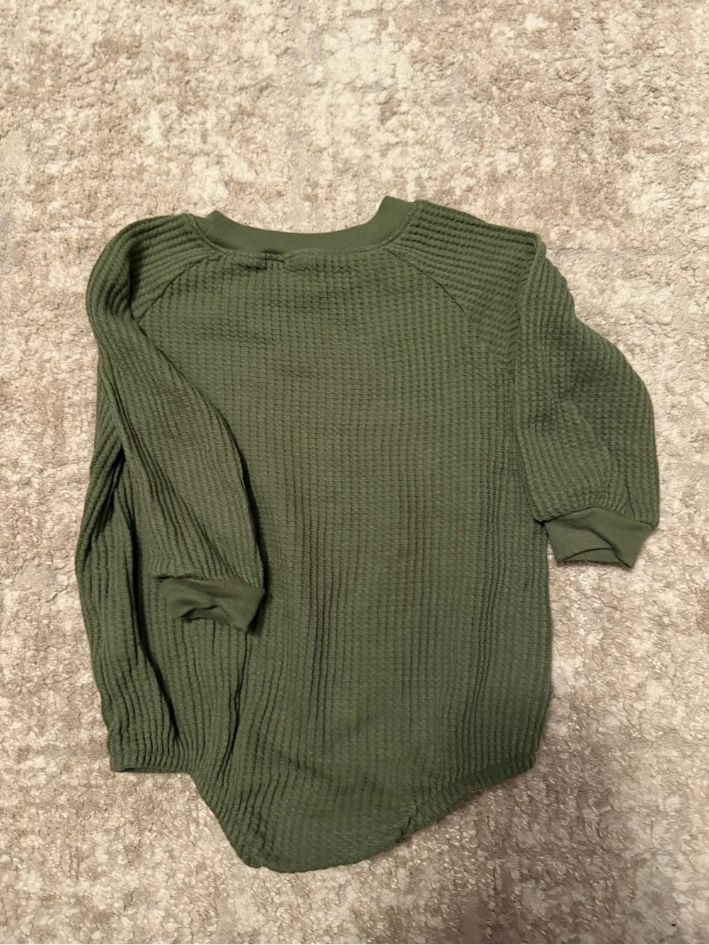 Old Navy Olive Green Waffle Knit Baby One-Piece Bodysuit size 12/18M